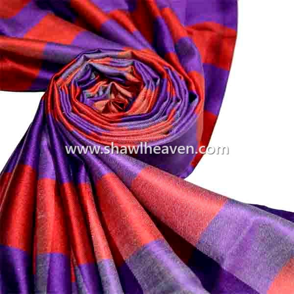 Violet red check satin silk scarf shawl at wholesale price